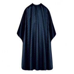 Sibel Dots Exlucive 3-IN-1 Closure sininen leikkausliina. The Sibel 3 in 1 Cutting Cape Embossed Dots Blue has an exclusive and adjustable 3 in 1 closure (velcro, hooks and press-stud). It is 100% polyester and is water resistant.