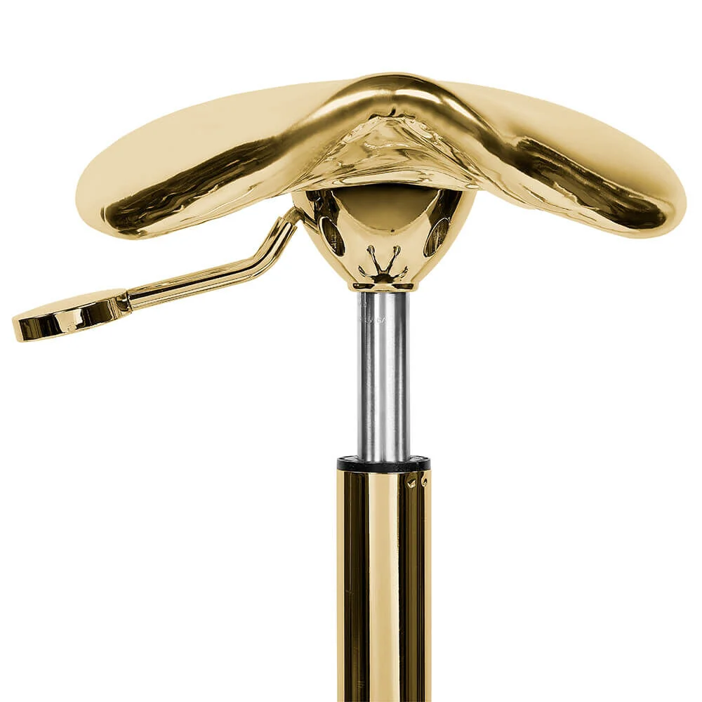Sibel Rollercoaster Eccentric Gold Saddle Stool - satulatuoli