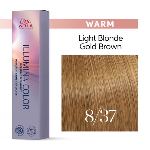 Wella Illumina Color 8/37 Light Blonde Gold Brown hiusväri 60 ml. Wella Illumina hiusvärit